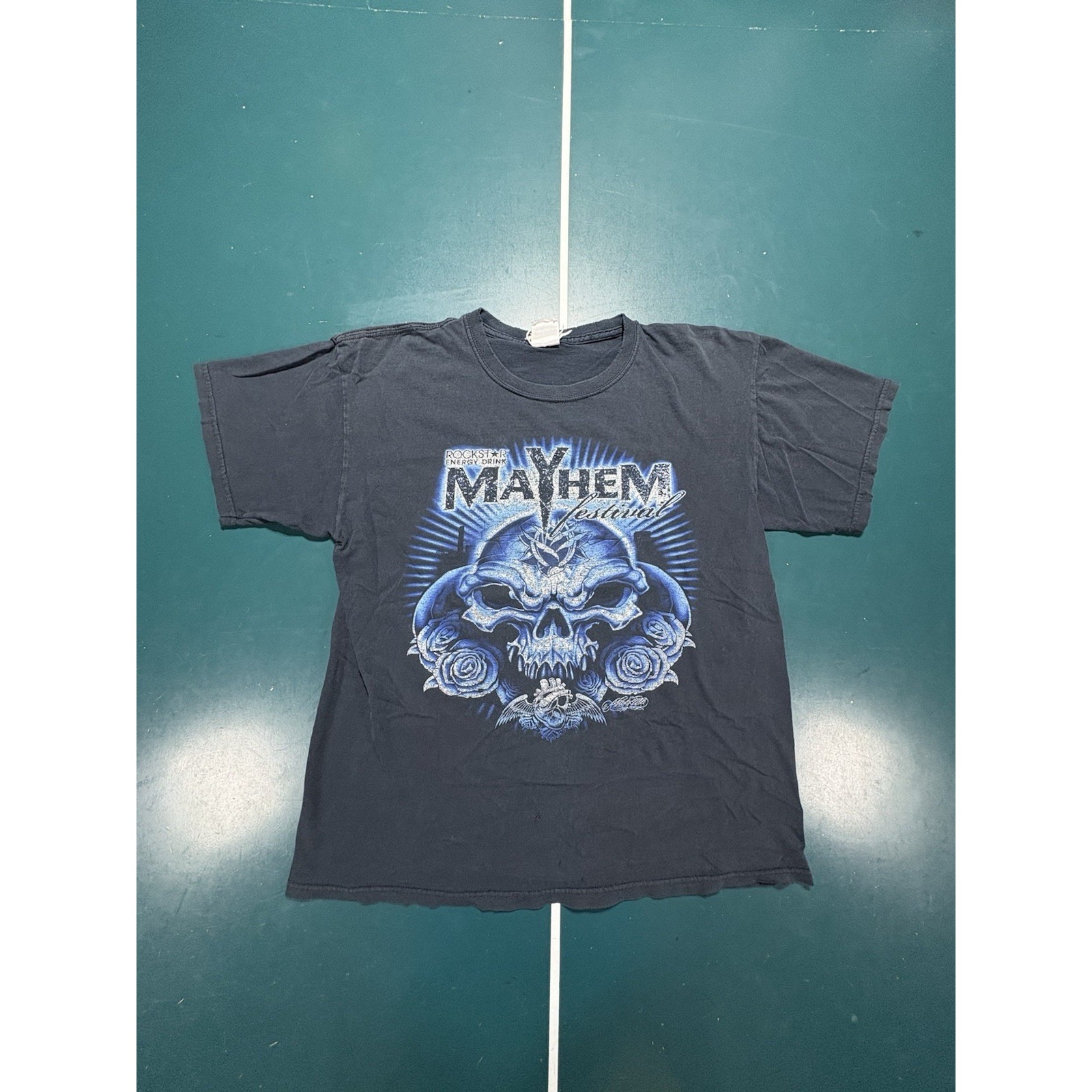 Vintage Rockstar Energy Skull T Shirt Men's Medium Faded Mayhem Festival Y2k